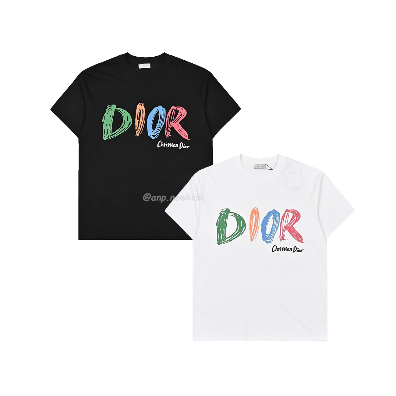 Dior Hand Drawn Logo Graffiti Inspired Short Sleeved T Shirt (1) - www.newkick.vip